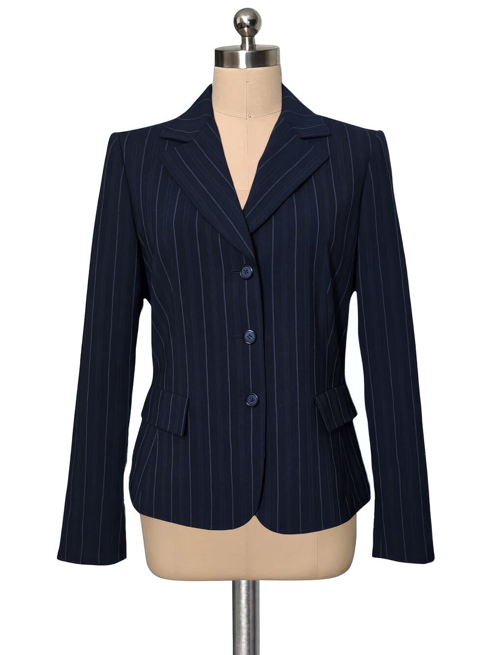 Antonio Melani Blue Striped Tailored 3 Button Blazer Jacket 6